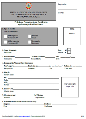 Application for Residence Permit Website Version pdf thumbnail