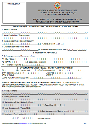 Application for Family Reunification website version pdf thumbnail